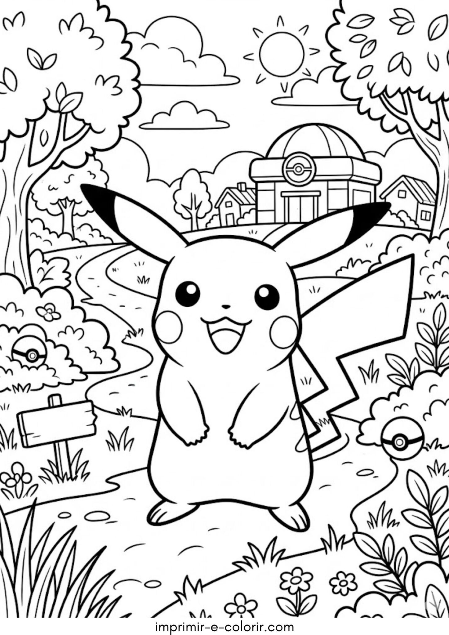 Desenho de Pikachu sorrindo Desenho de Pikachu sorrindo