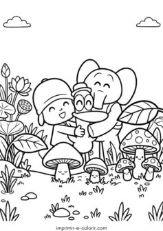 Pocoyo, Pato e Elly se abraçando (Pocoyo)