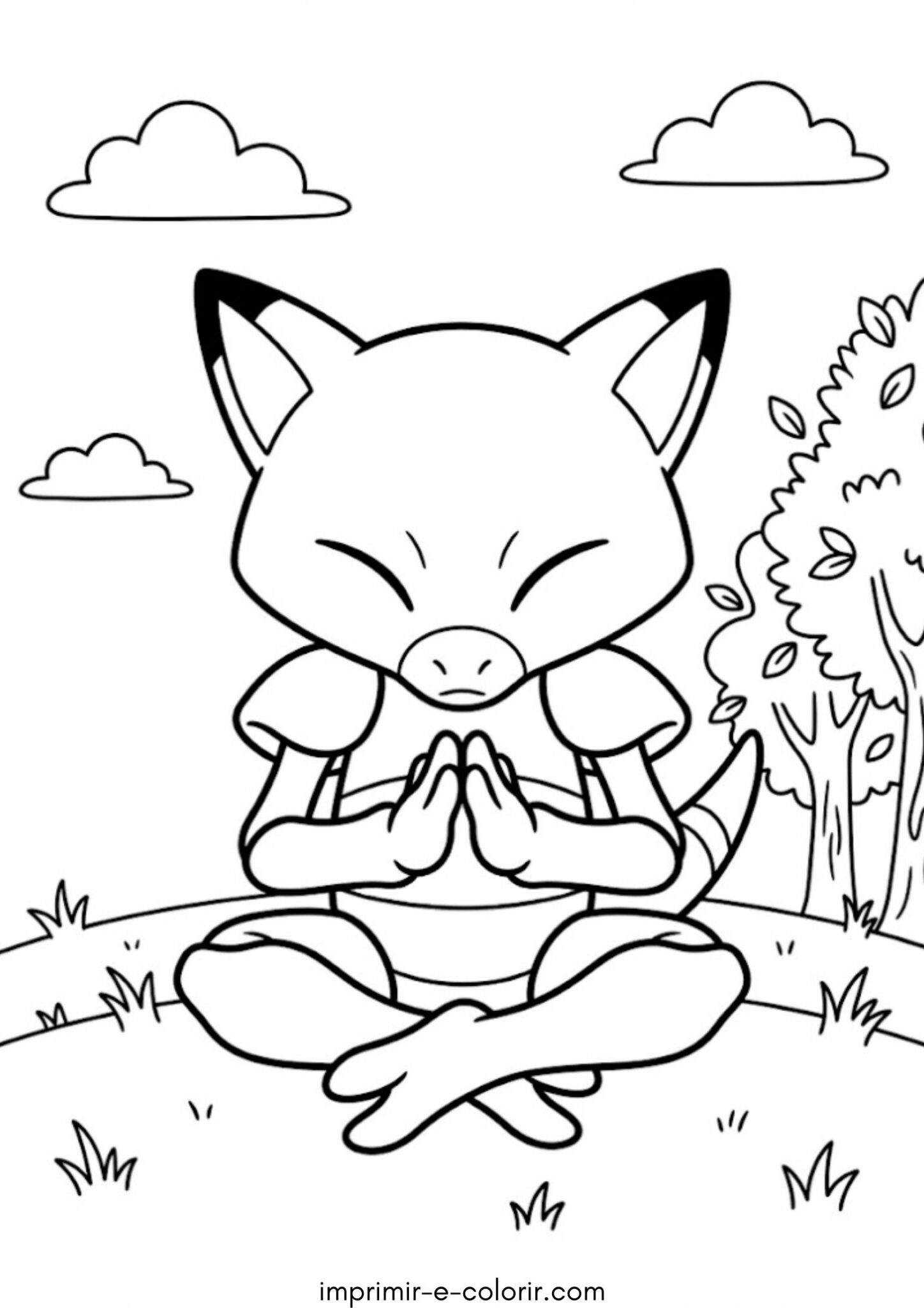 Desenho de Pokémon Abra para colorir e imprimir