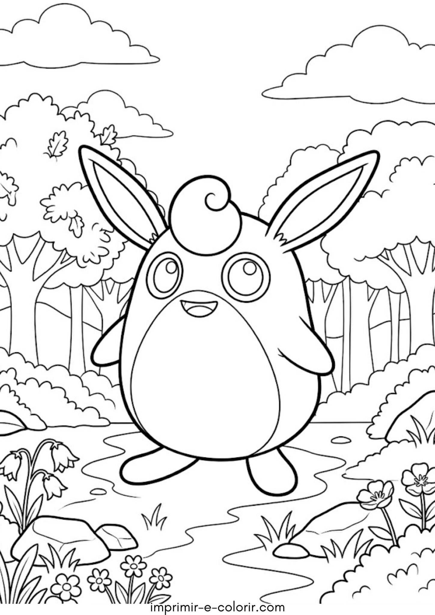 Desenho de Pokémon Wigglytuff para colorir e imprimir