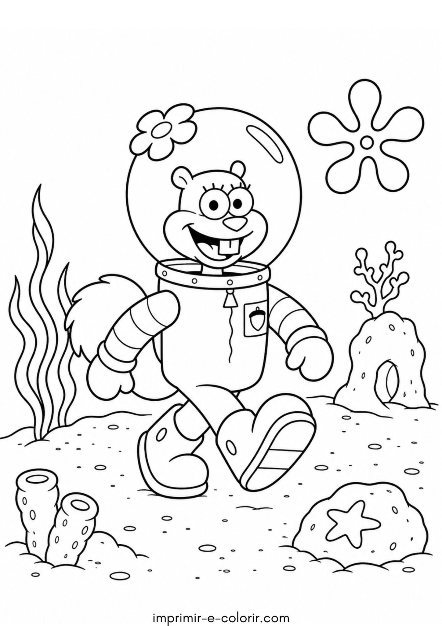 Desenho de Sandy Bochechas (Bob Esponja)
