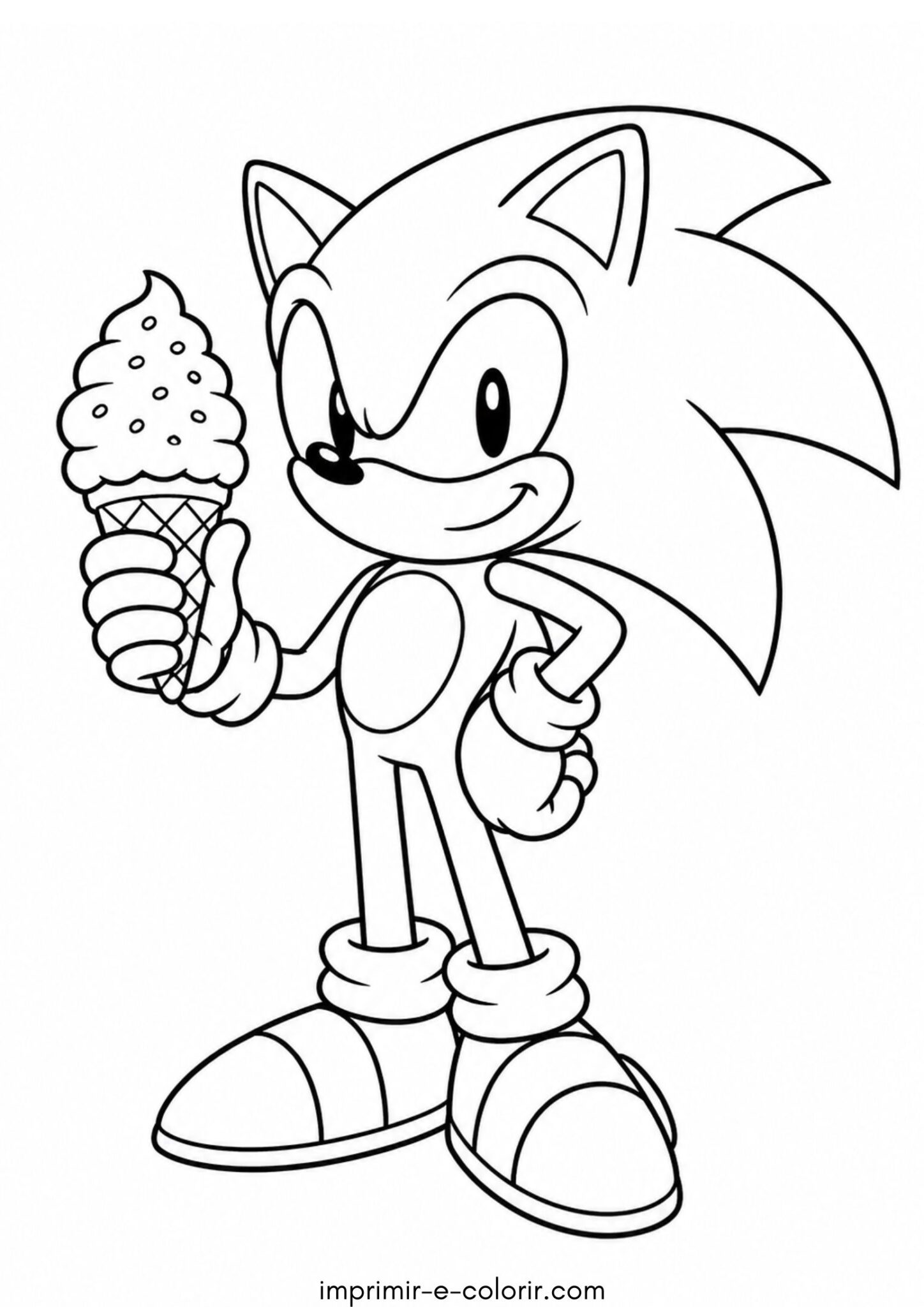 Desenho de Sonic com sorvete