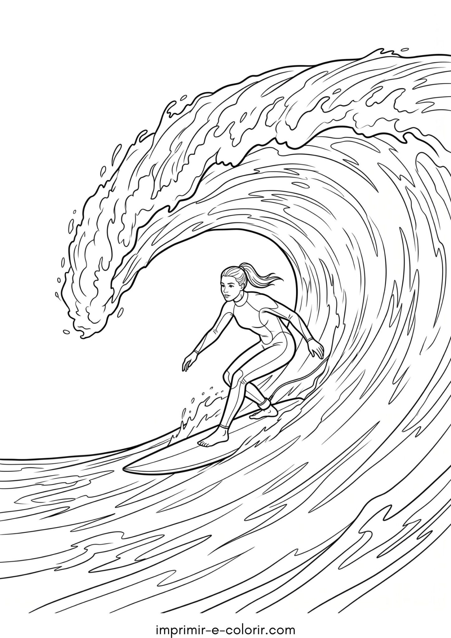 Desenho de Verão – Surf para colorir e imprimir
