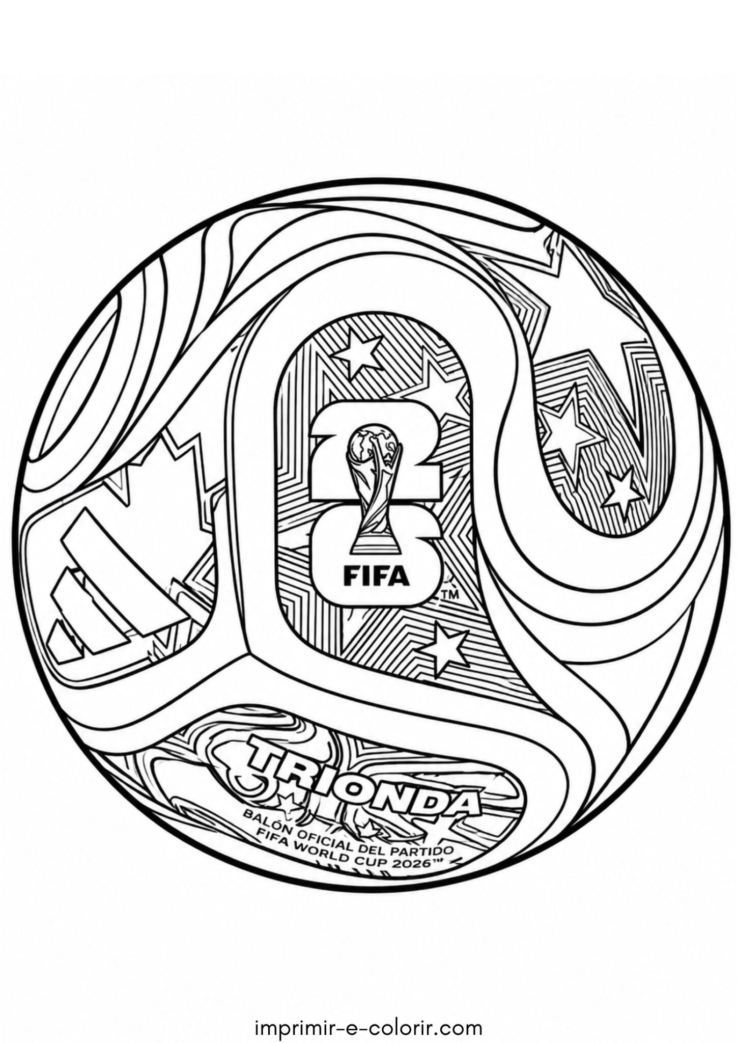 Desenho de Bola da Copa do Mundo para colorir e imprimir