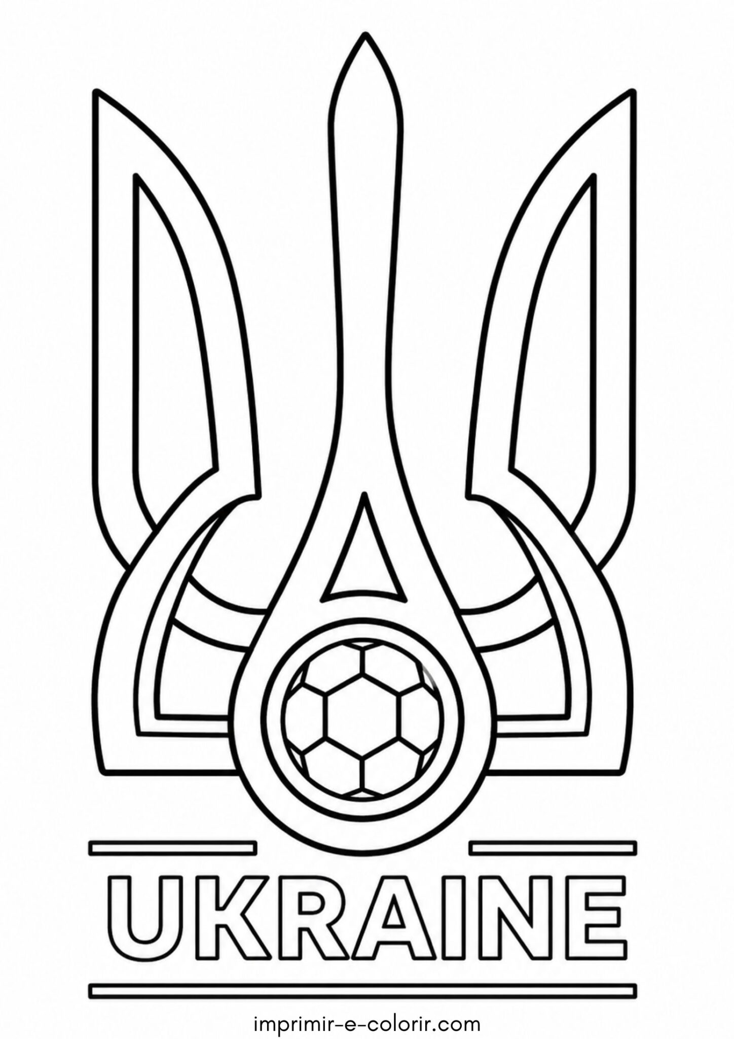 Desenho de Escudo da Seleção Ucraniana de Futebol para colorir e imprimir