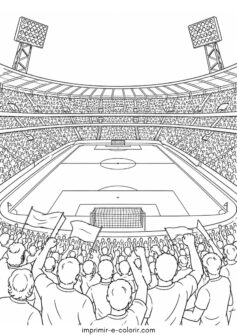Estádio de futebol lotado para colorir