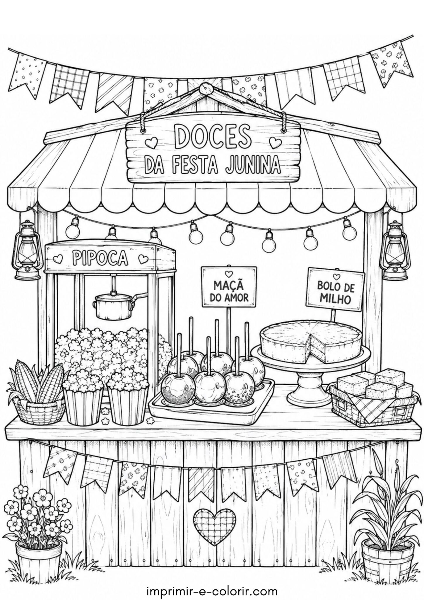 Desenho de Festa Junina – Barraca de doces