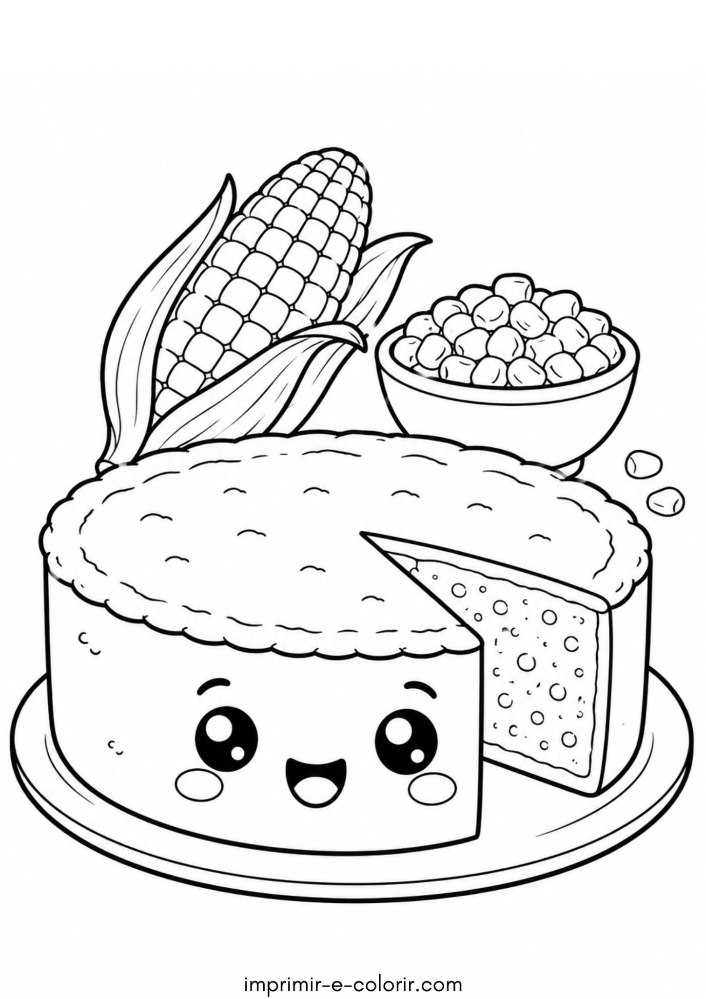 Desenho de Festa Junina – Bolo de fubá