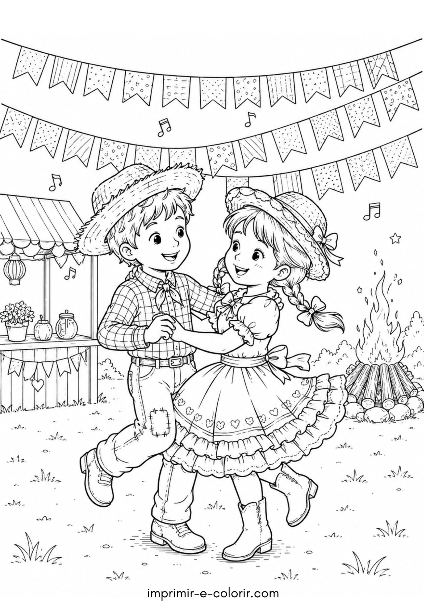 Desenho de Festa Junina – Dança de Quadrilha