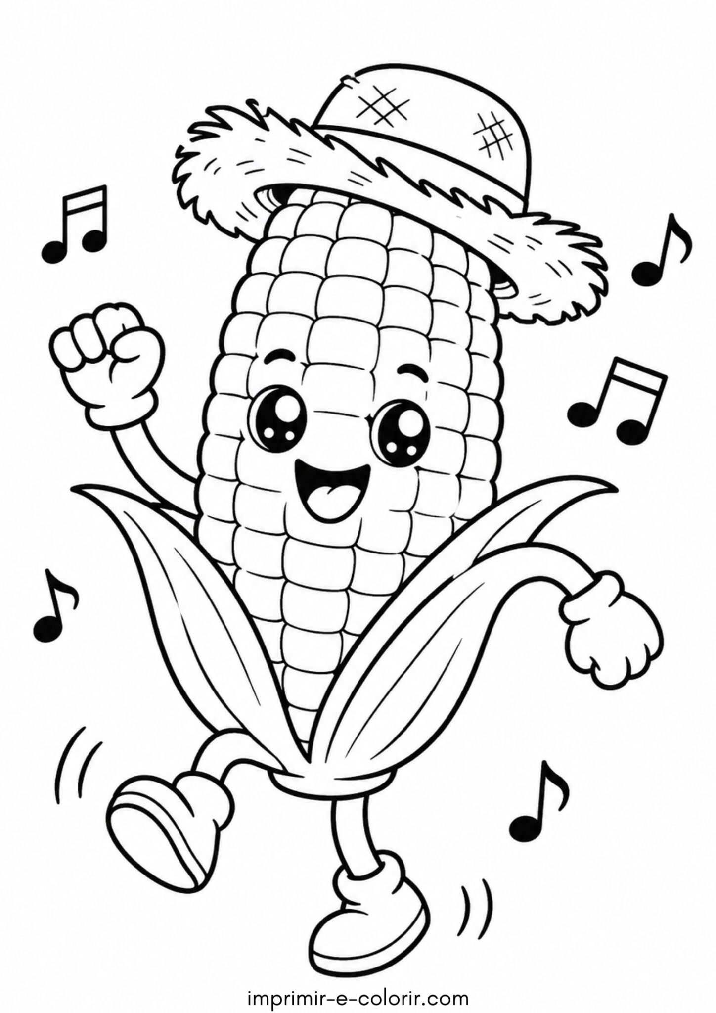 Desenho de Festa Junina – Espiga de milho dançando