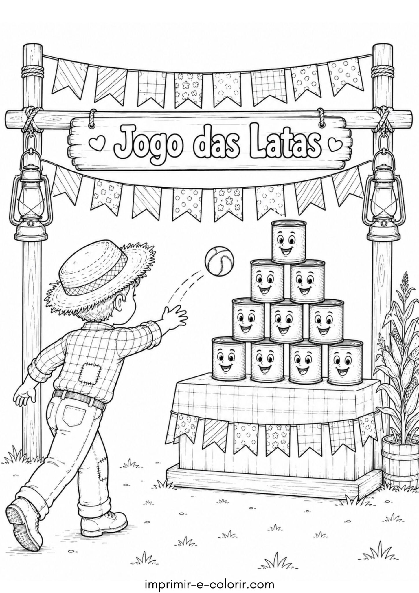 Desenho de Festa Junina – Jogo das Latas
