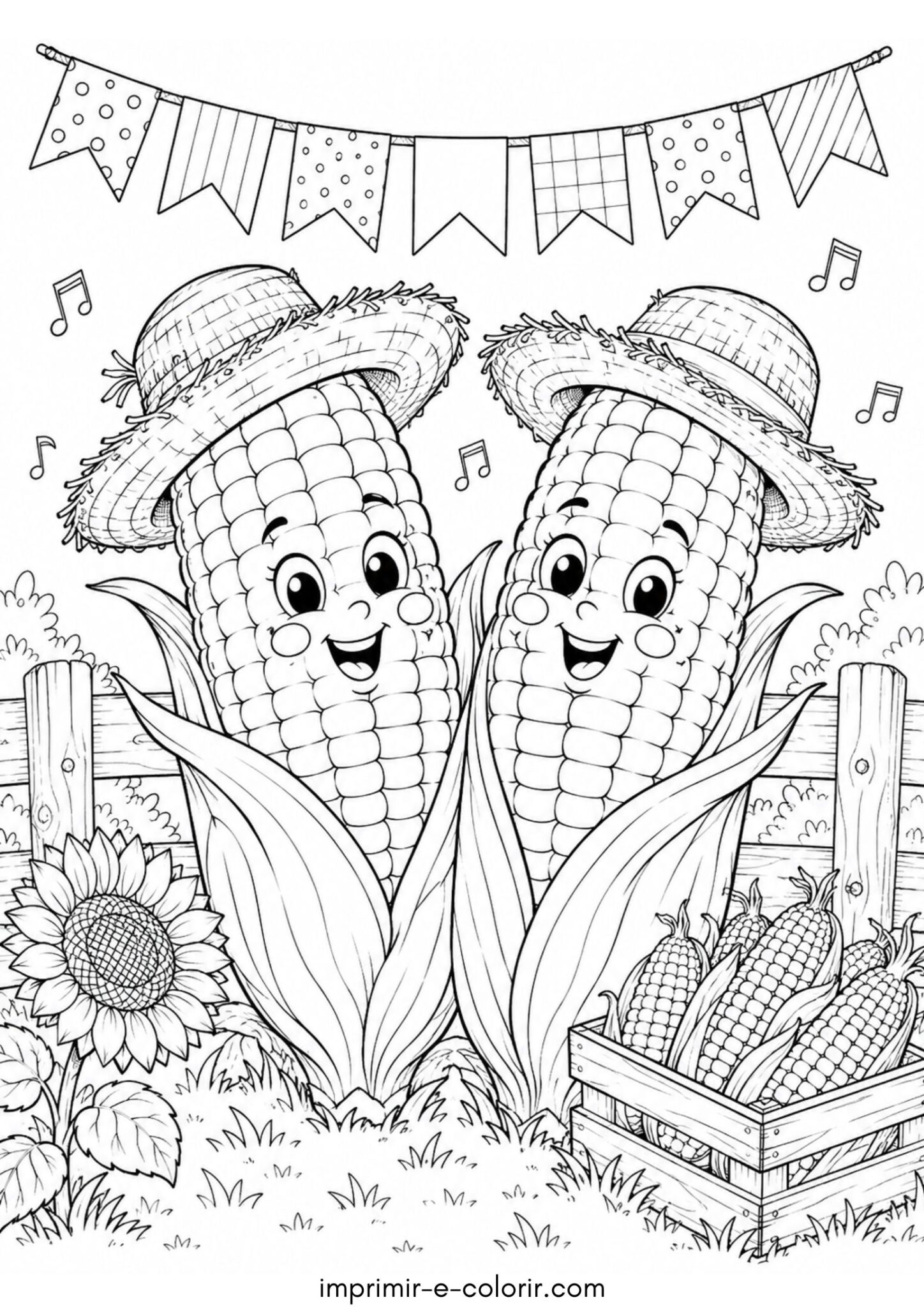 Desenho de Festa Junina – Milho fofo