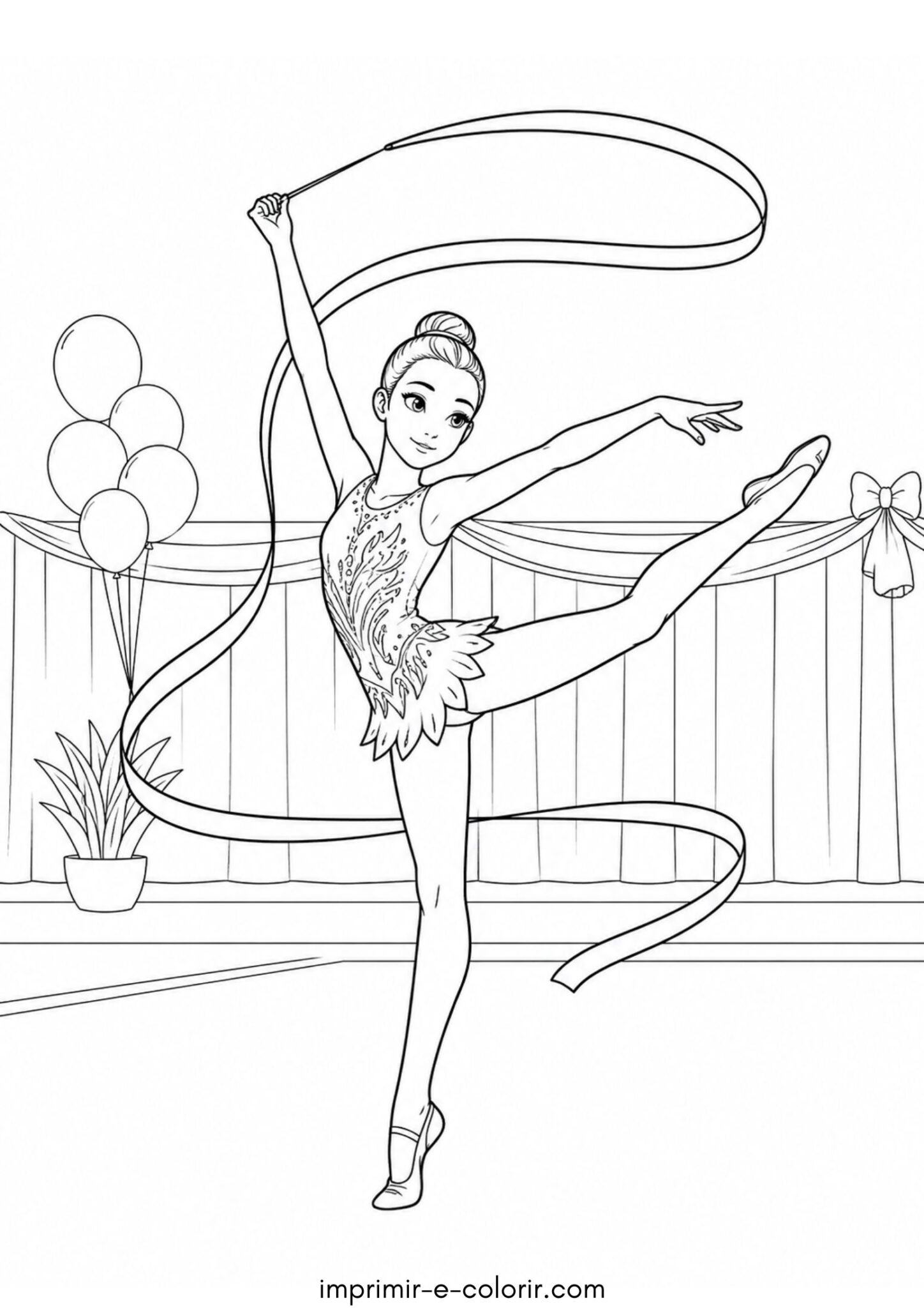 Desenho de Ginástica rítmica para colorir e imprimir