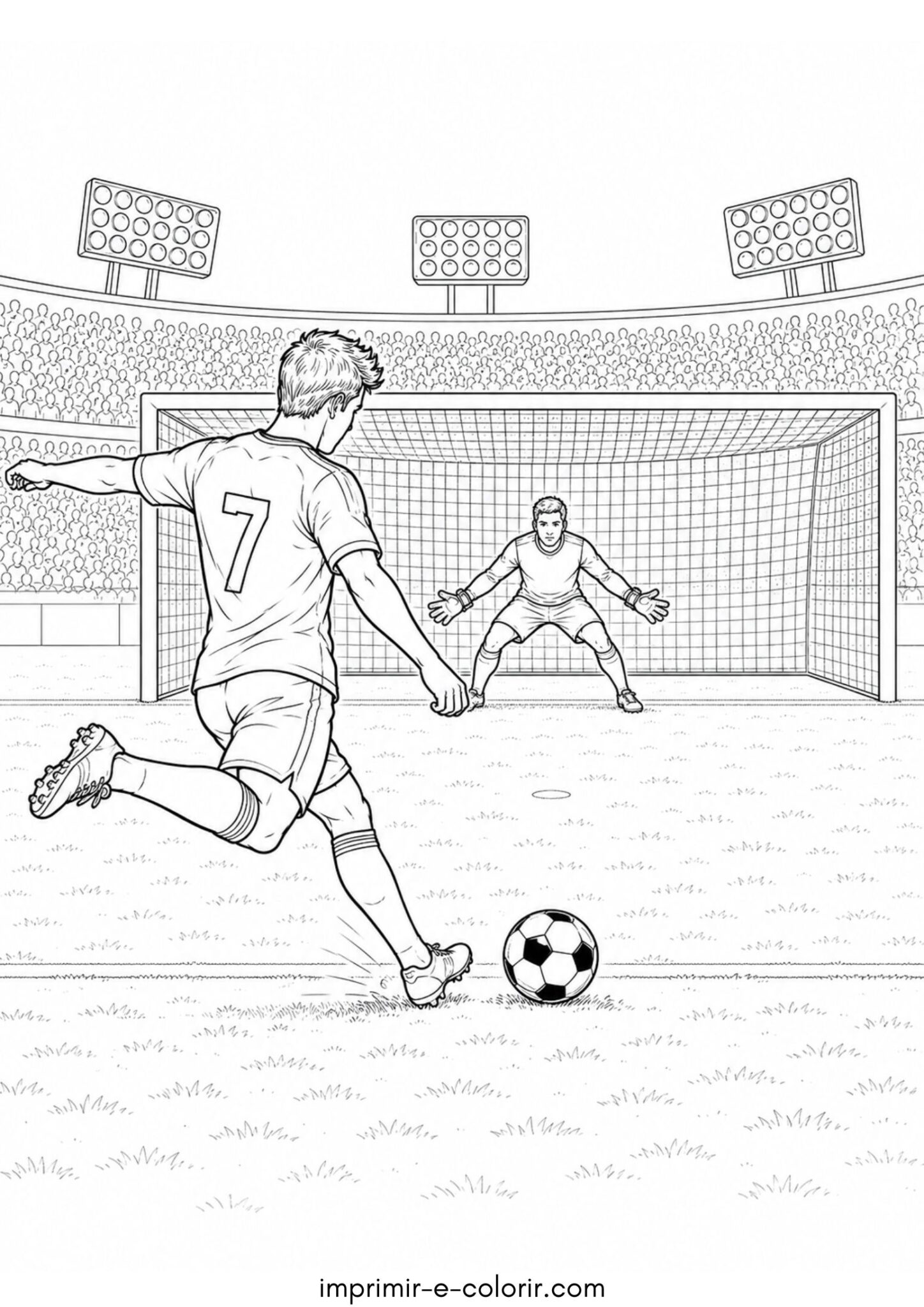 Desenho de Jogador de futebol cobrando pênalti