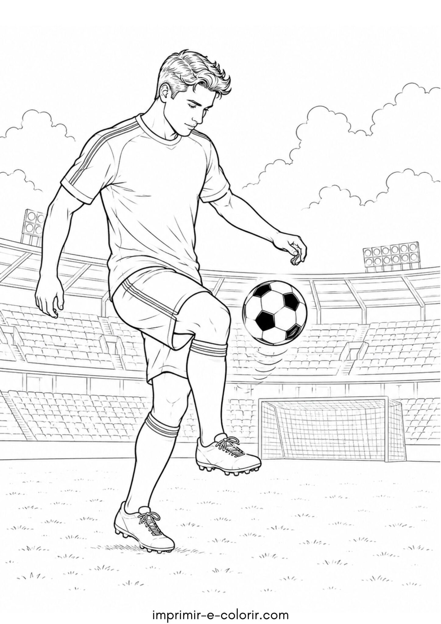 Desenho de Jogador de futebol embaixando a bola