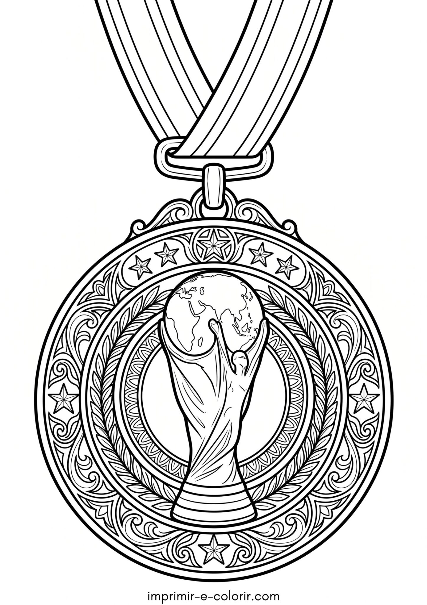Desenho de Medalhas da Copa do Mundo para colorir e imprimir
