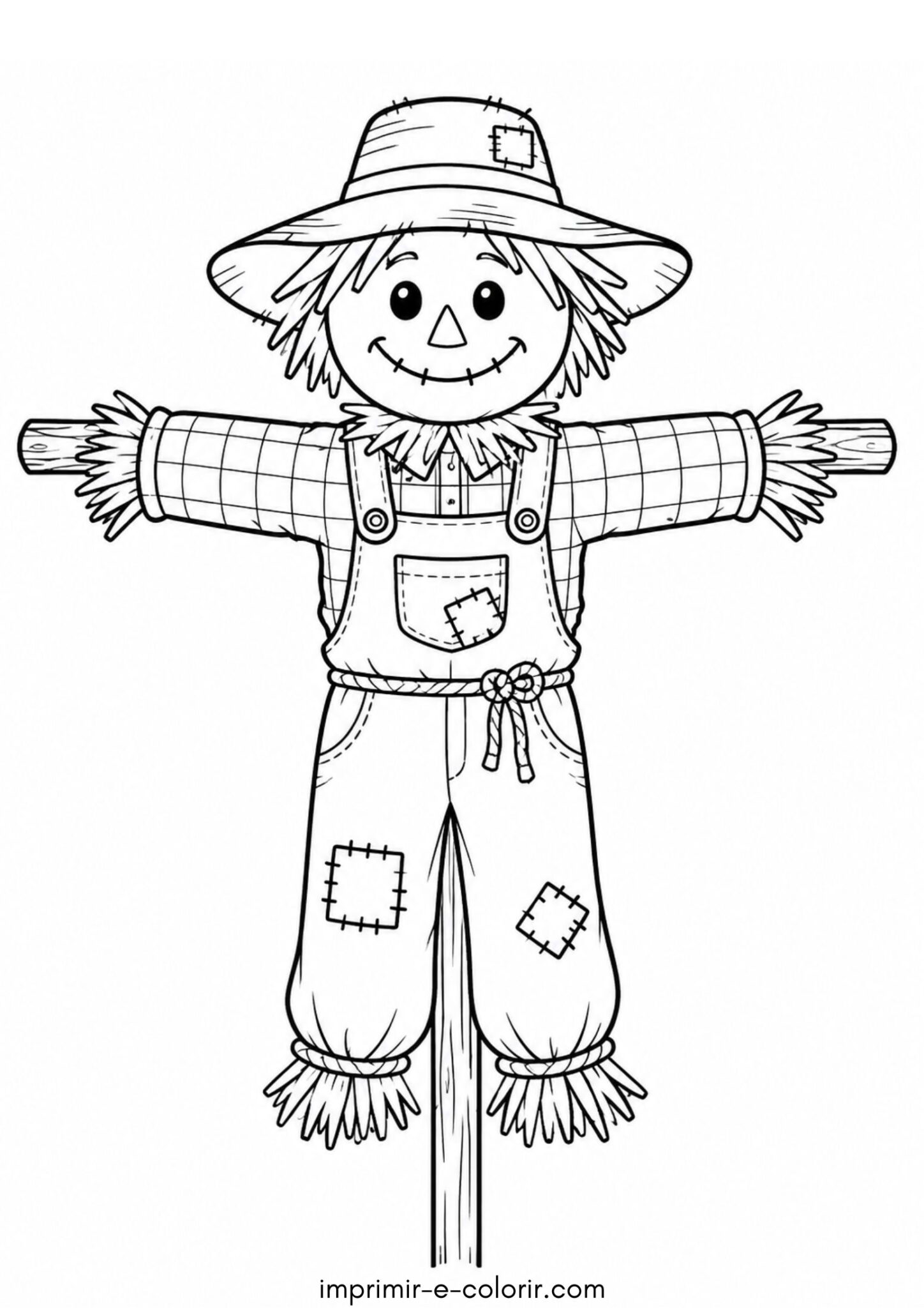 Desenho de Molde de espantalho de Festa Junina