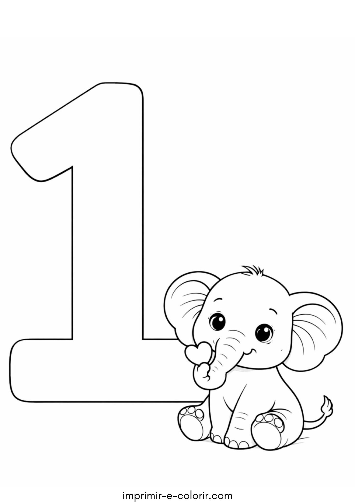 Desenho de Número 1 – Um para colorir e imprimir Desenho de Número 1 – Um para colorir e imprimir