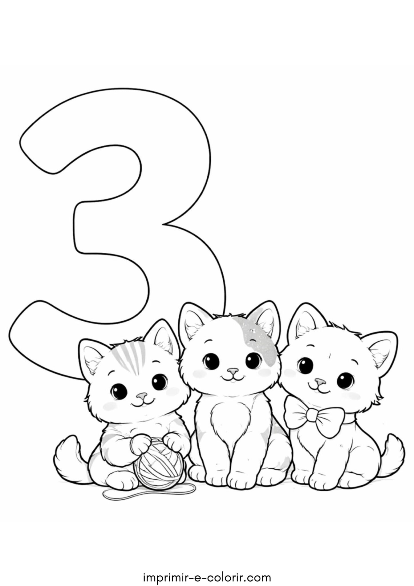 Desenho de Número 3 – Três para colorir e imprimir Desenho de Número 3 – Três para colorir e imprimir