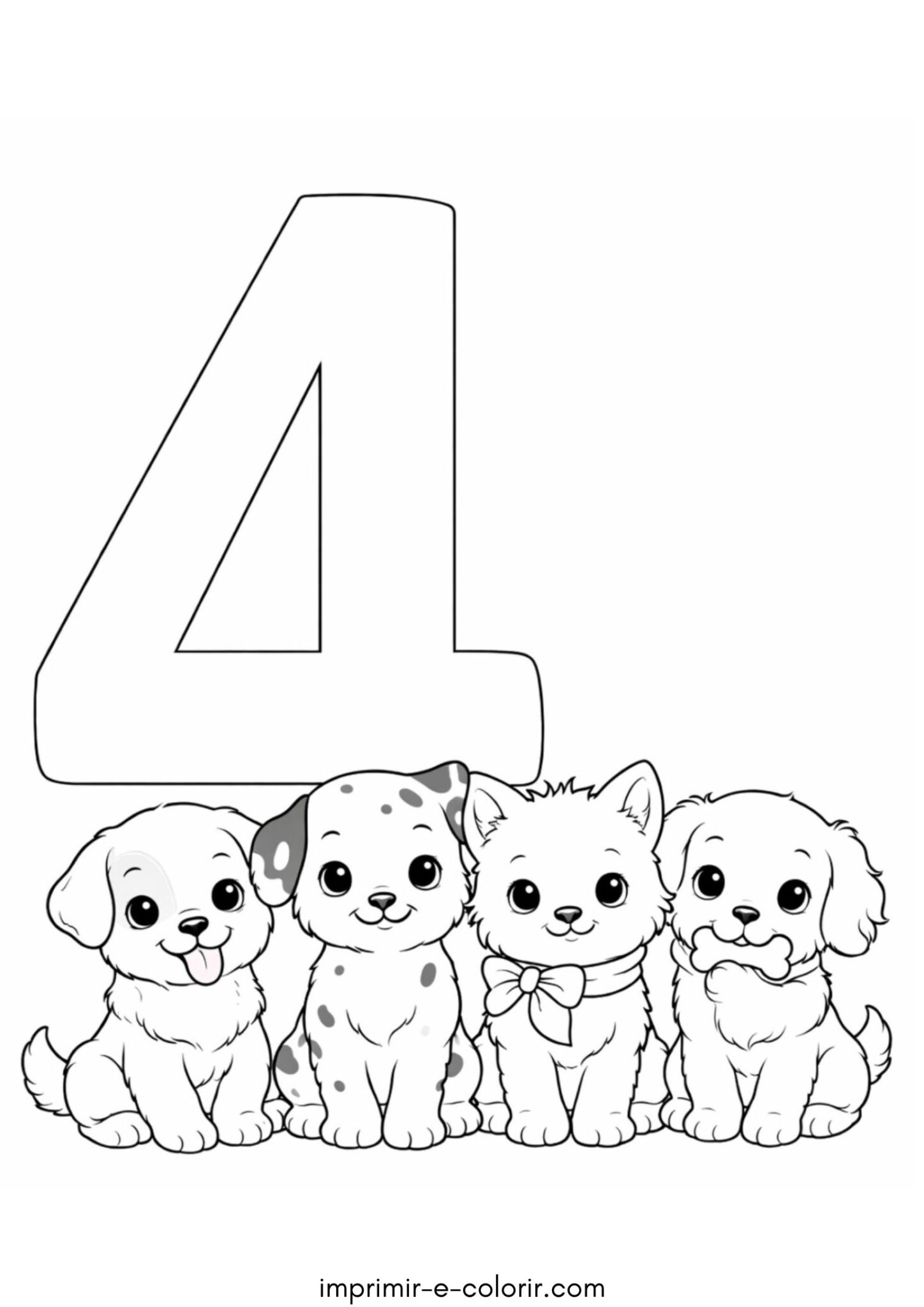 Desenho de Número 4 – Quatro para colorir e imprimir Desenho de Número 4 – Quatro para colorir e imprimir
