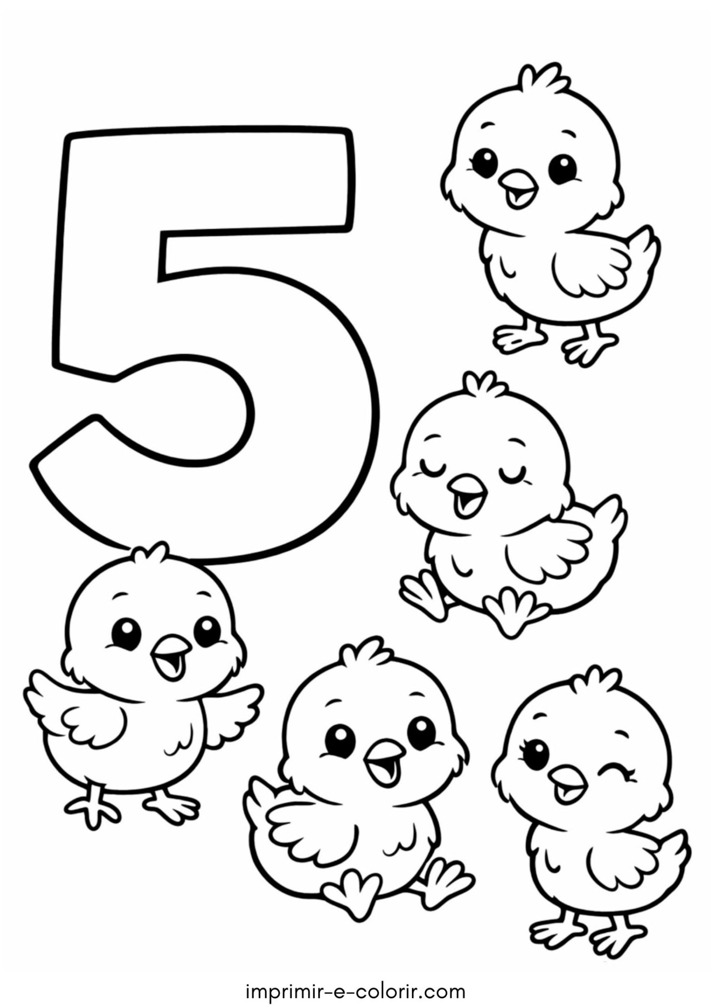 Desenho de Número 5 – Cinco para colorir e imprimir Desenho de Número 5 – Cinco para colorir e imprimir