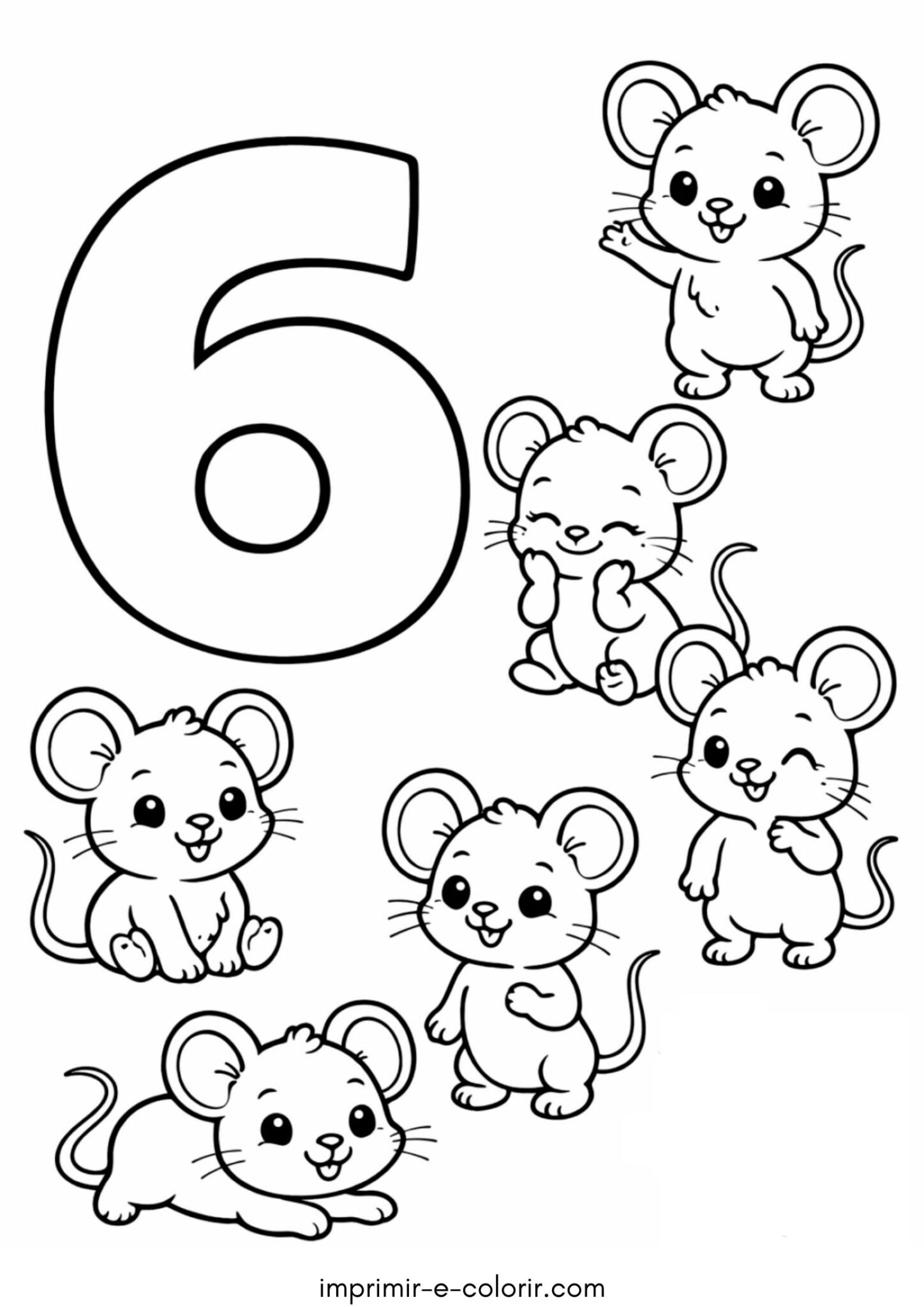 Desenho de Número 6 – Seis para colorir e imprimir Desenho de Número 6 – Seis para colorir e imprimir