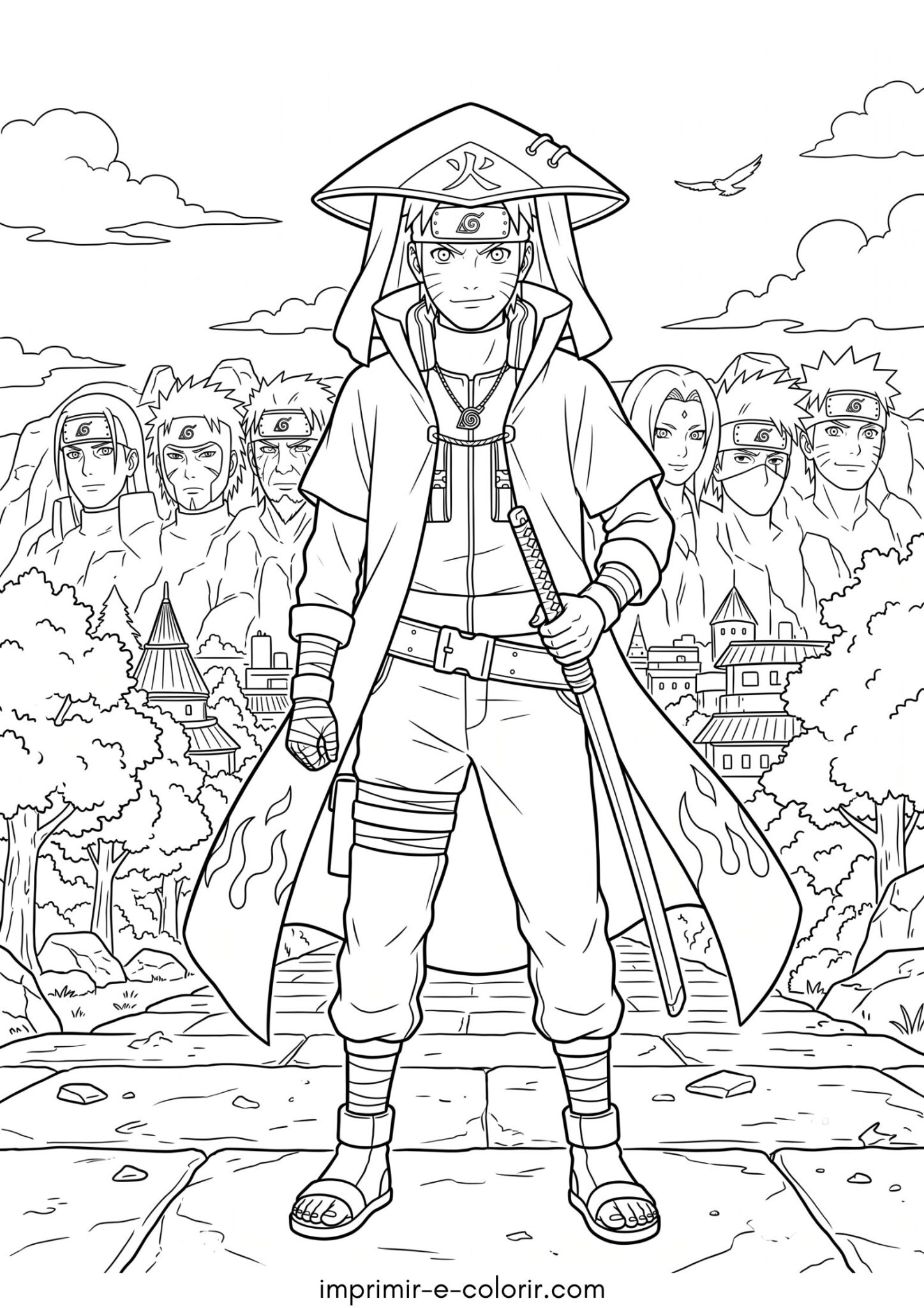 Desenho de Naruto Hokage