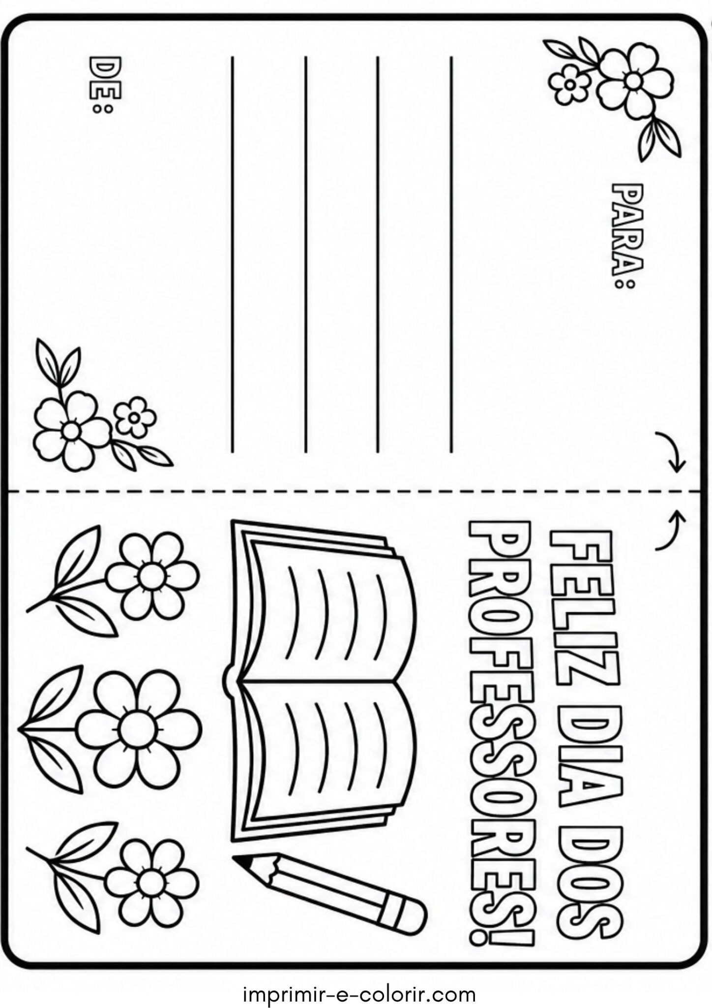 Desenho de Cartão de Dia dos Professores para colorir e dobrar para colorir e imprimir Desenho de Cartão de Dia dos Professores para colorir e dobrar para colorir e imprimir