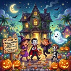Desenhos de Halloween 🎃 para Colorir e Imprimir Grátis em PDF e A4