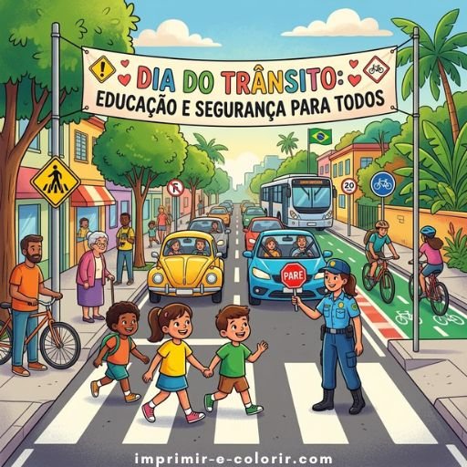 Desenhos de Dia do Trânsito para colorir e imprimir grátis