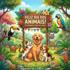 Desenhos do Dia dos Animais para Colorir e Imprimir Grátis em PDF e A4