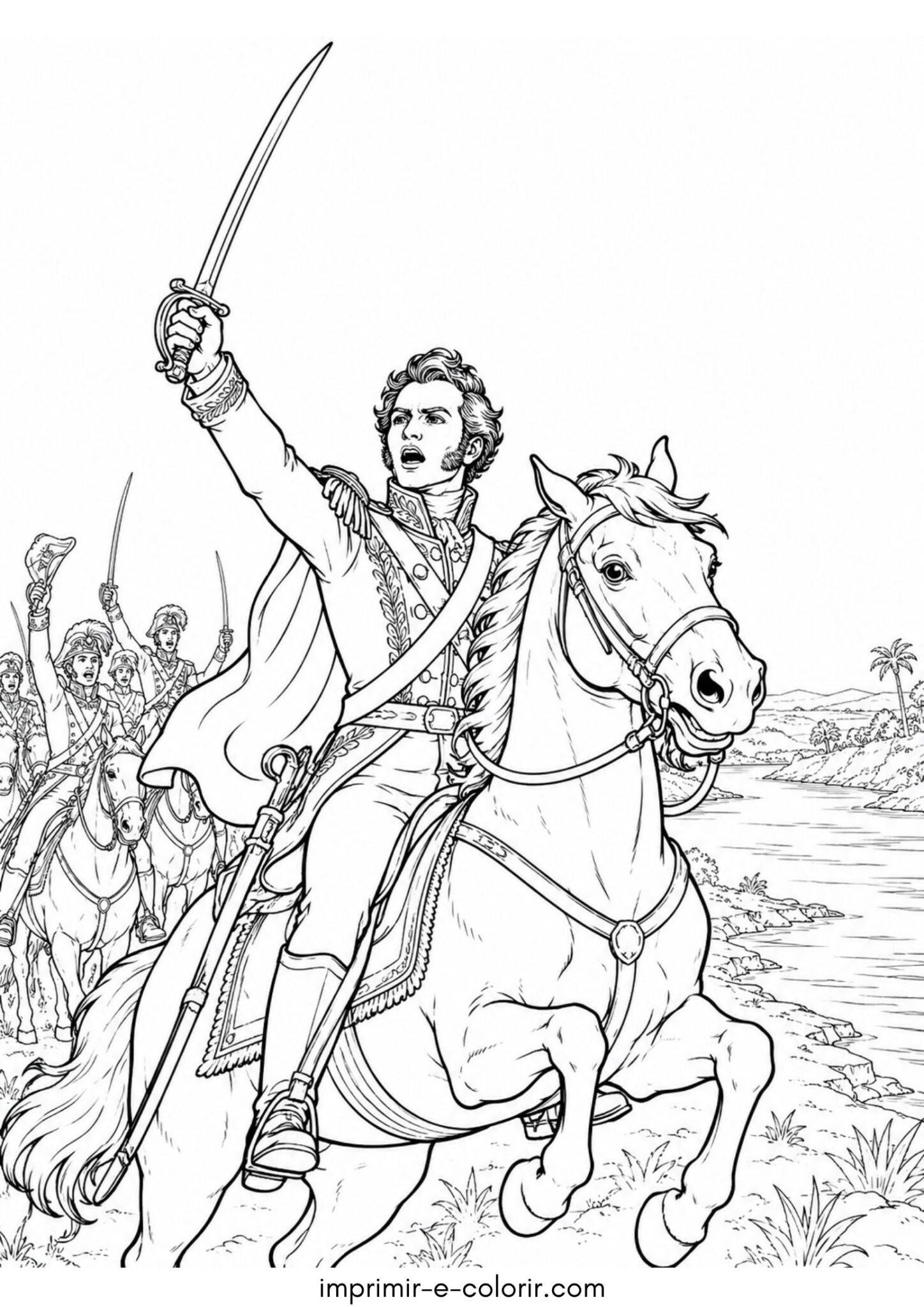 Desenho de Independência do Brasil – Dom Pedro I e o Grito do Ipiranga