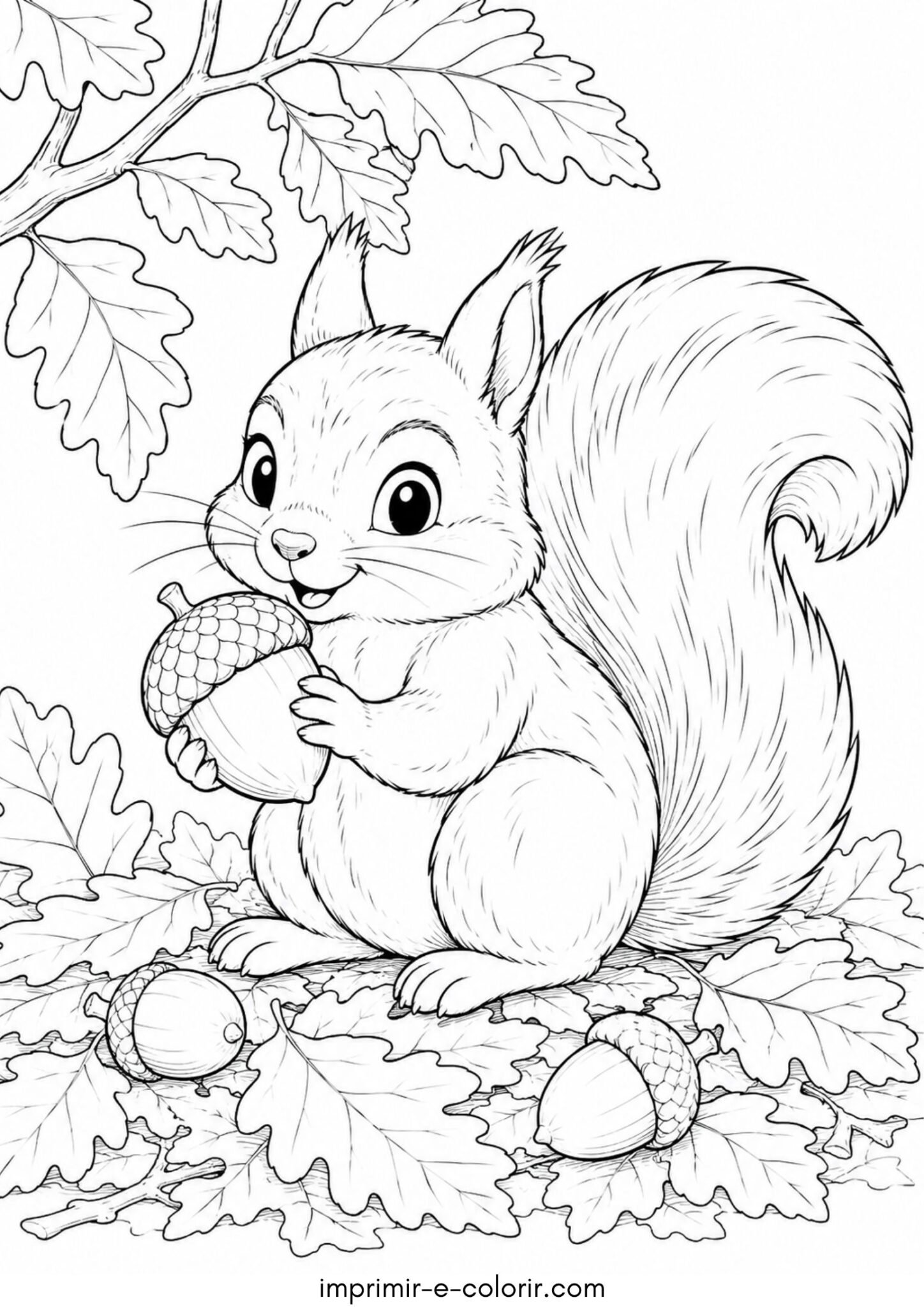 Desenho de Outono – Esquilo com bolota