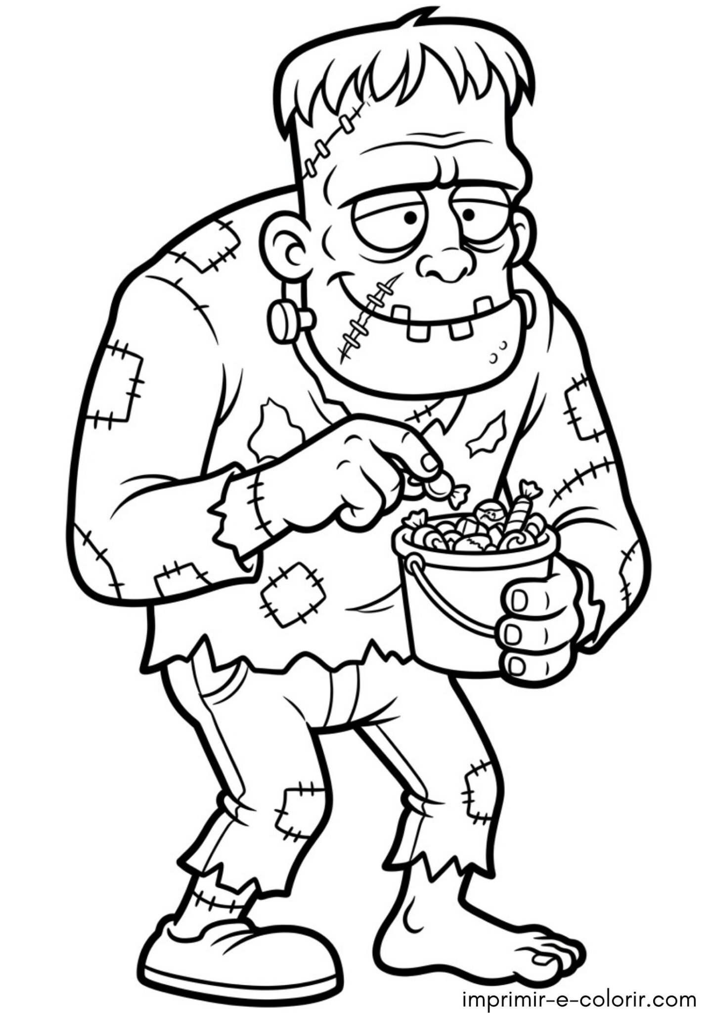 Desenho de Halloween – Frankenstein fofo e engraçado para colorir e imprimir Desenho de Halloween – Frankenstein fofo e engraçado para colorir e imprimir