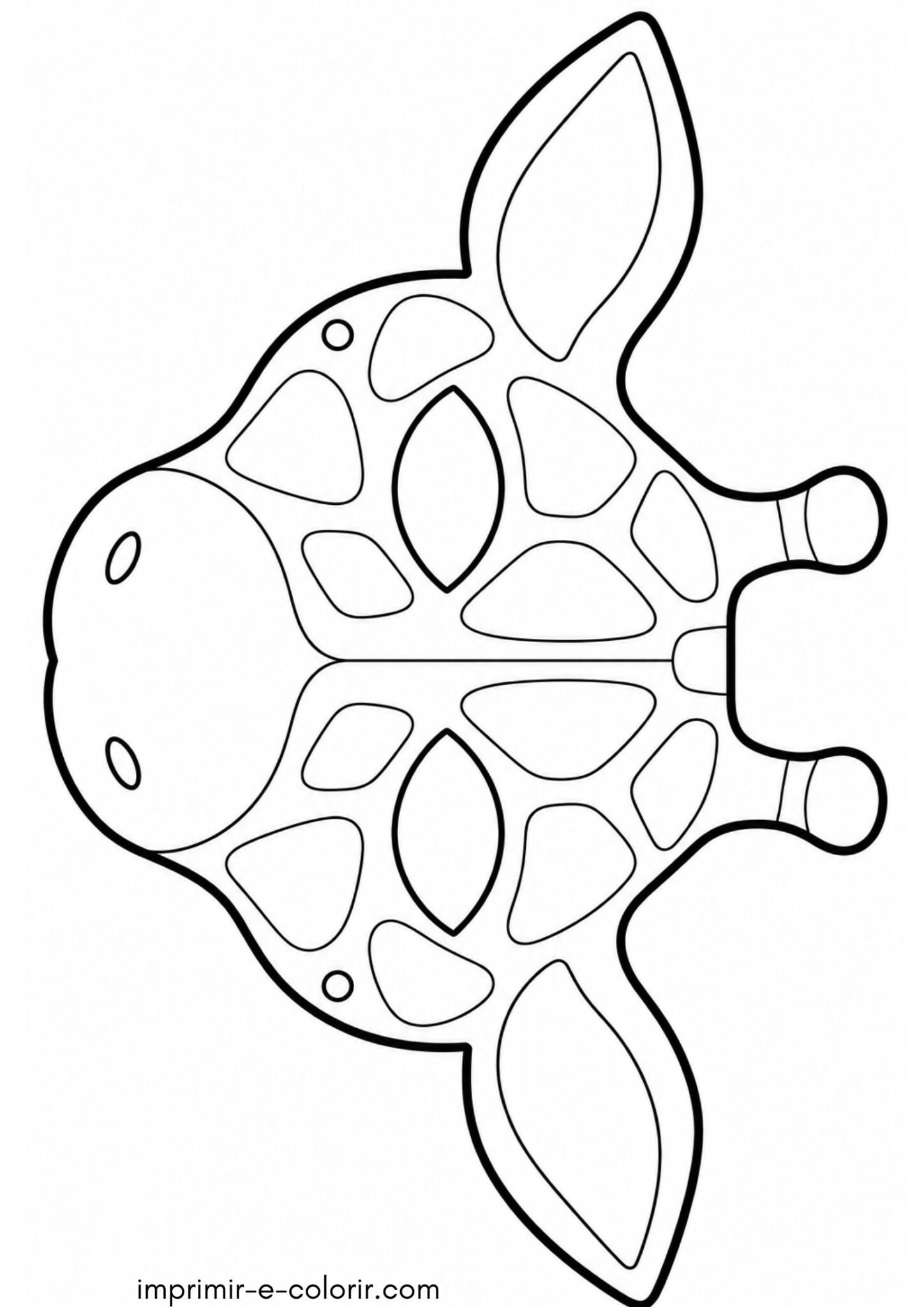 Desenho de Máscara de girafa com orelhinhas para recortar para colorir e imprimir