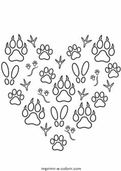 Dia dos Animais – Patinhas de animais formando um grande coração