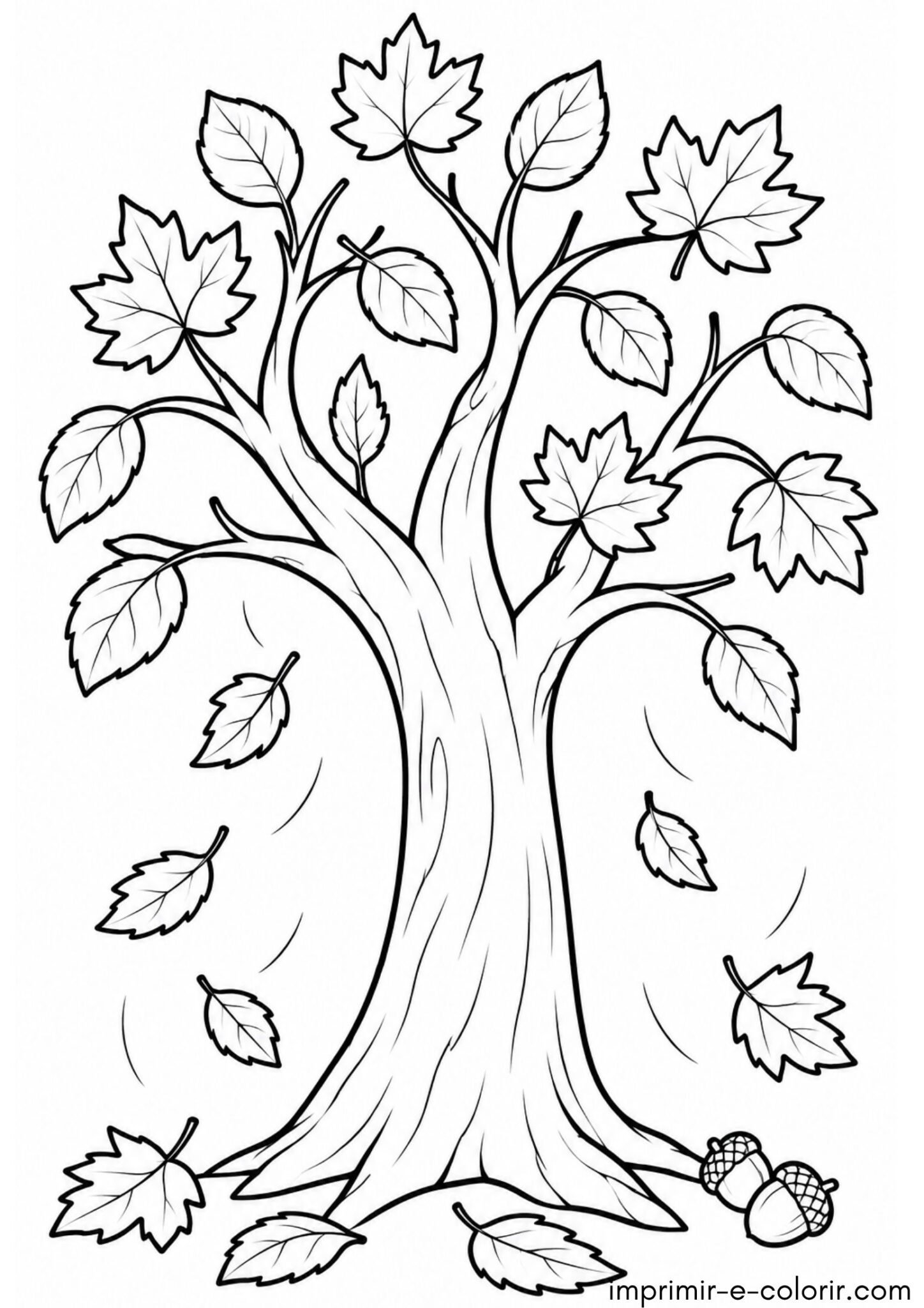 Desenho de Árvore de outono perdendo as folhas