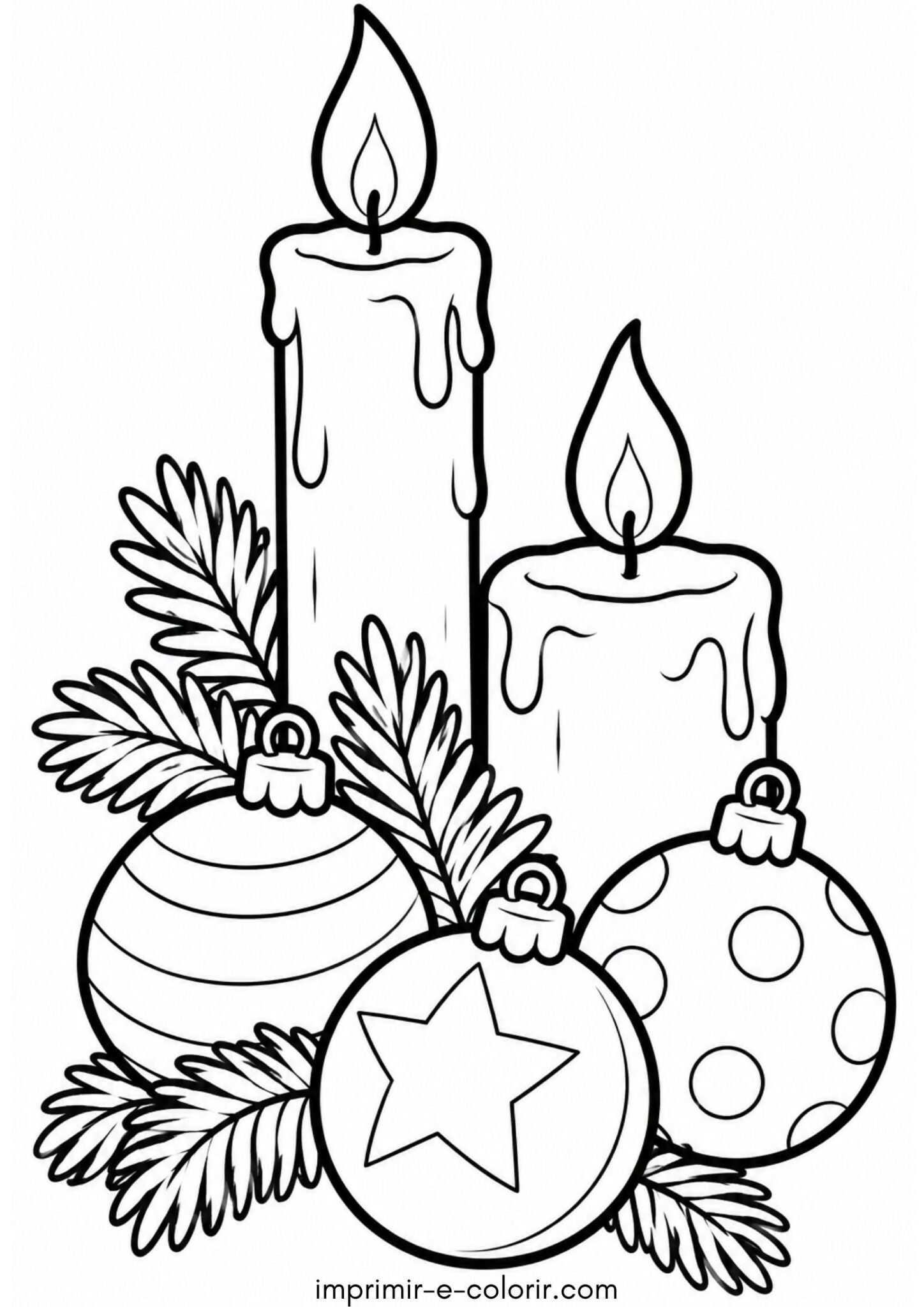 Desenho de Bolas e velas de Natal