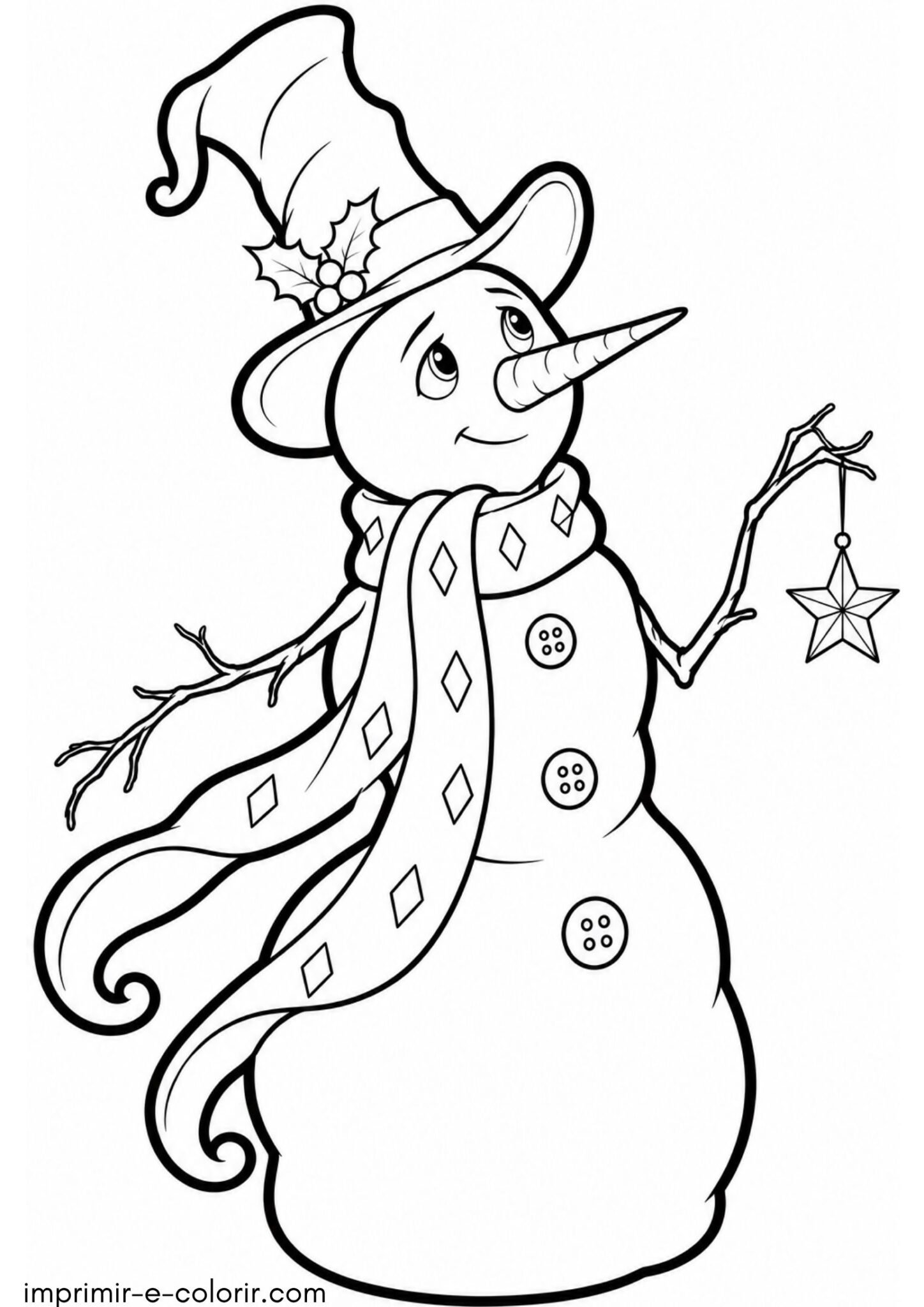 Desenho de Boneco de neve de Natal para colorir e imprimir