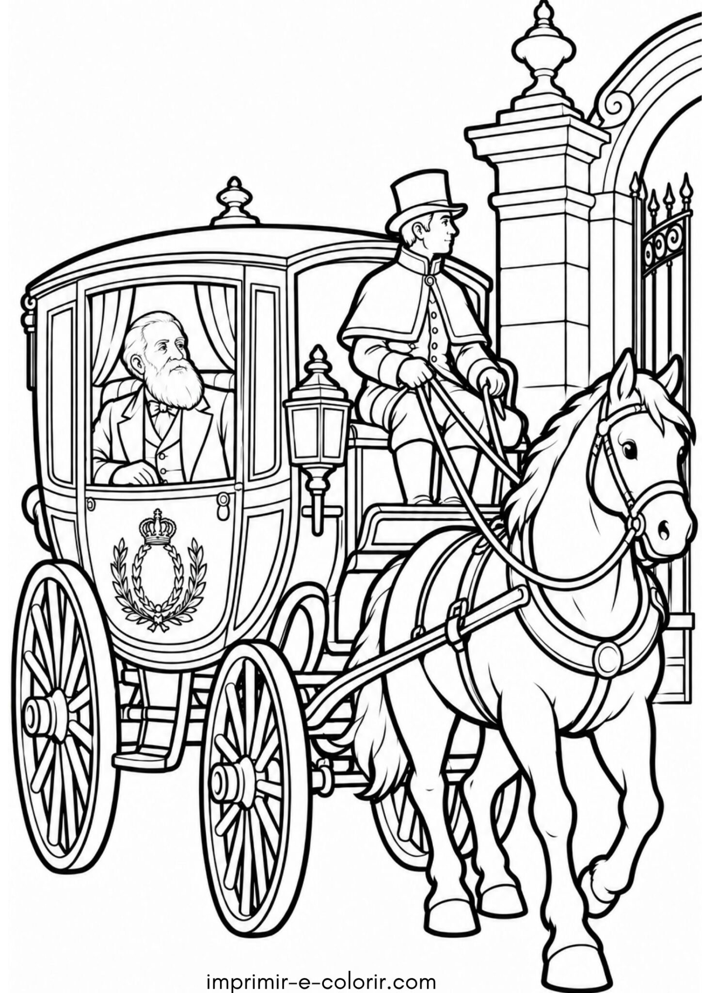 Desenho de Carruagem imperial de Dom Pedro II partindo rumo ao exílio para colorir e imprimir Desenho de Carruagem imperial de Dom Pedro II partindo rumo ao exílio para colorir e imprimir