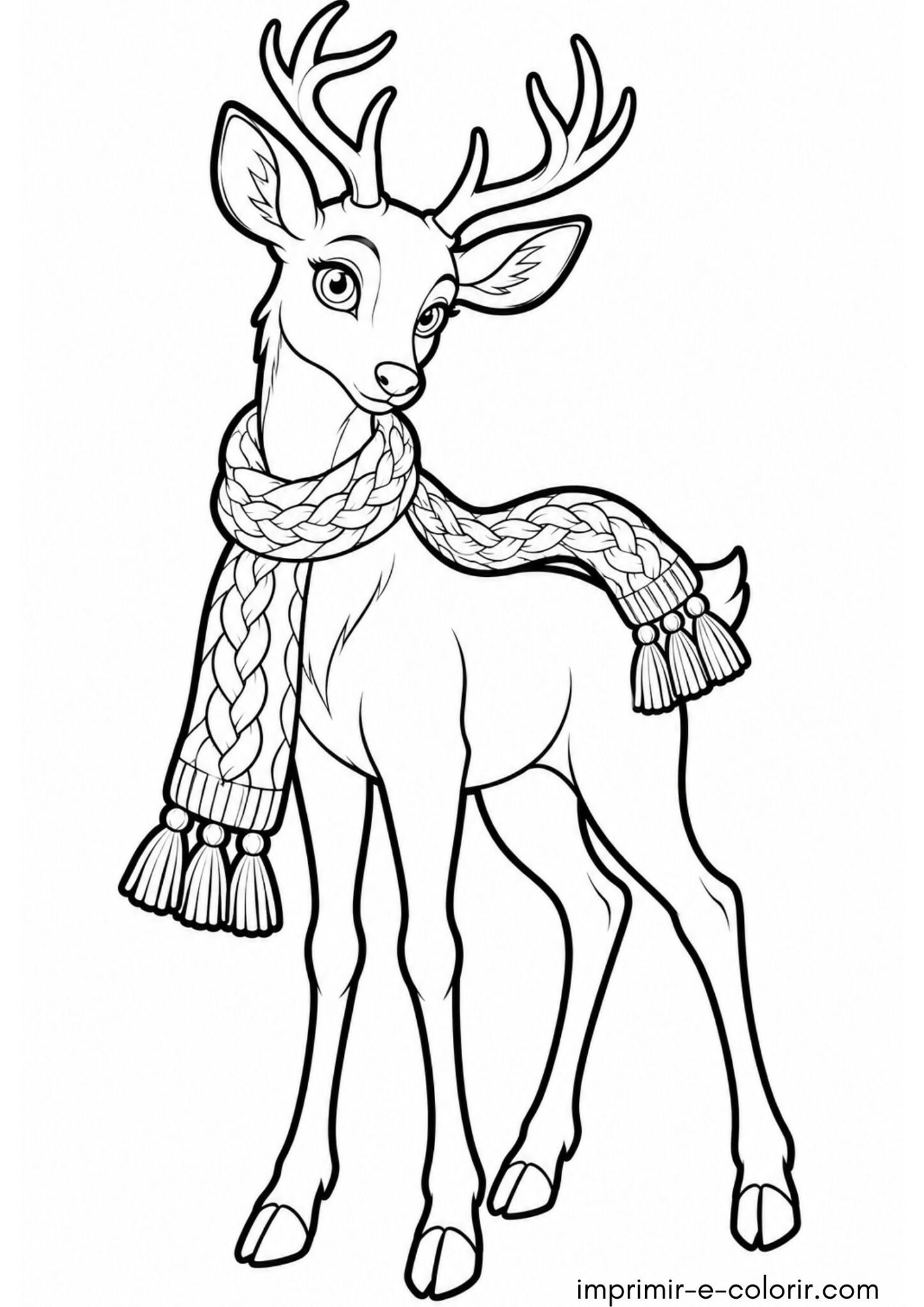 Desenho de Cervo de cachecol de tricô para colorir e imprimir