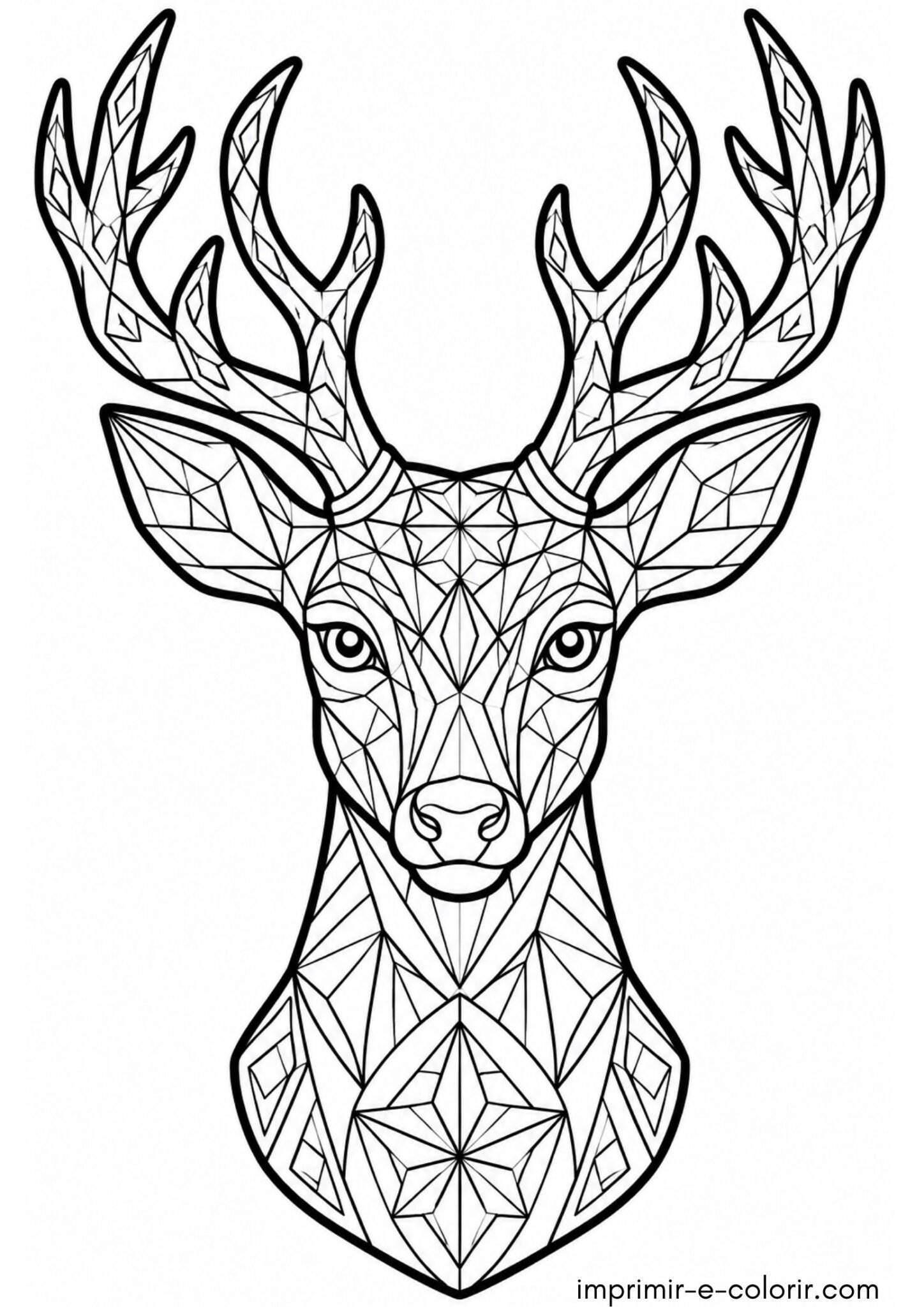 Desenho de Cervo geométrico em estilo mandala antiestresse