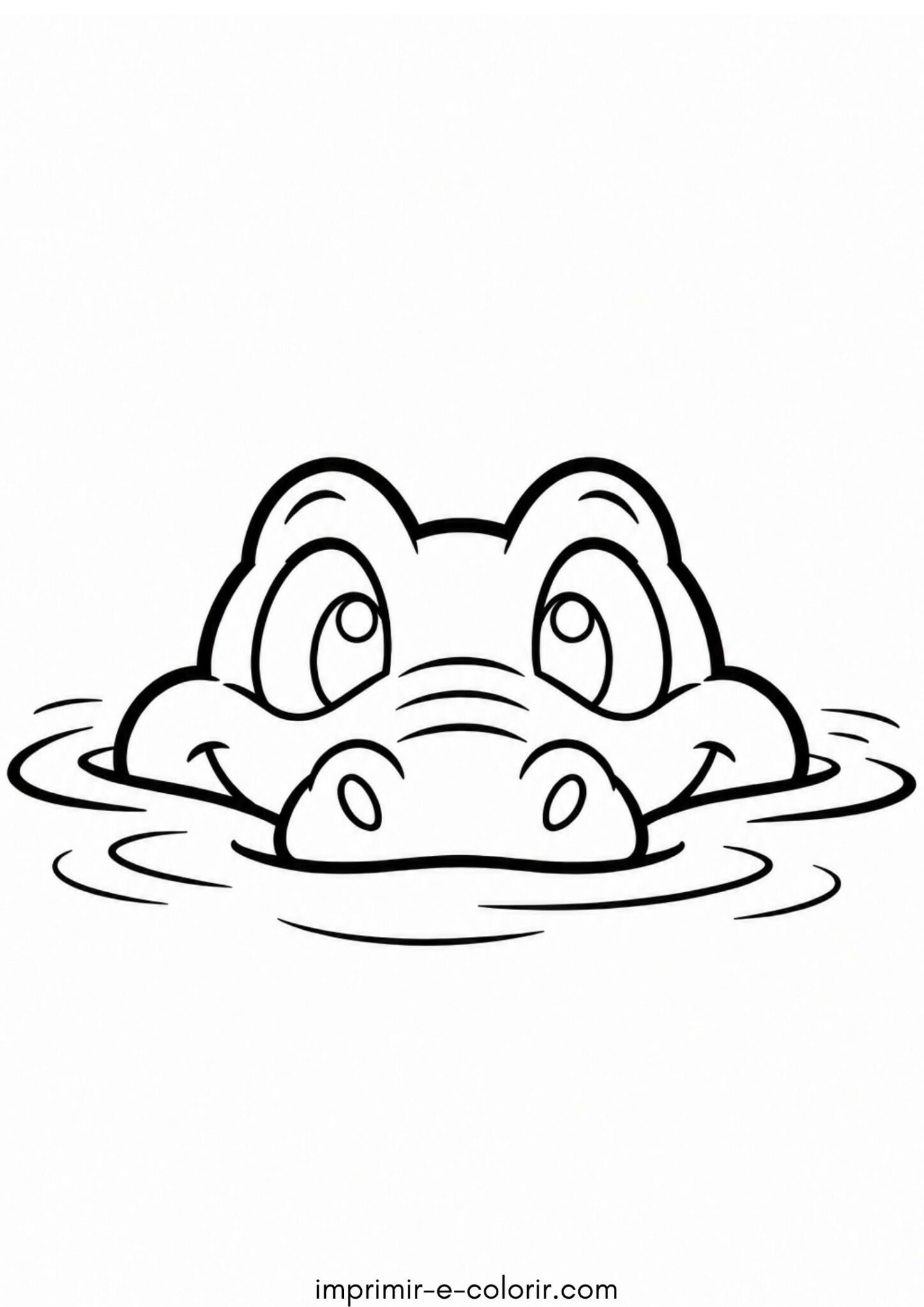 Desenho de Crocodilo mergulhado na água com apenas os olhos e o focinho de fora