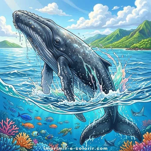 Desenhos de Baleias 🐳 para colorir e imprimir grátis