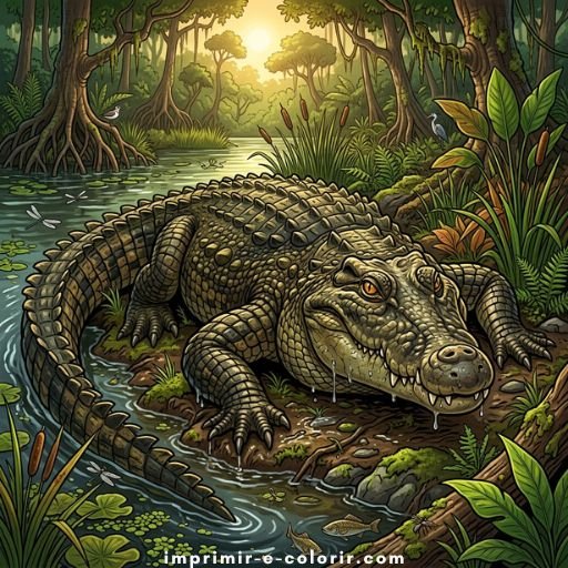 Desenhos de Crocodilos 🐊 para colorir e imprimir grátis