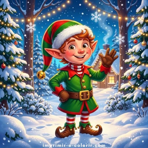 Desenhos de Duendes de Natal 🧝 para colorir e imprimir grátis
