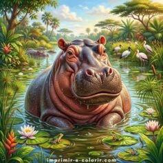 Desenhos de Hipopótamo para Colorir 🦛 e Imprimir Grátis (PDF e A4)