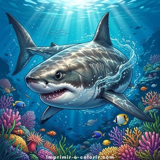 Desenhos de Tubarões 🦈 para colorir e imprimir grátis