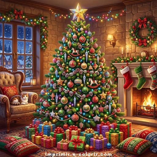 Desenhos de Árvore de Natal 🎄 para colorir e imprimir grátis