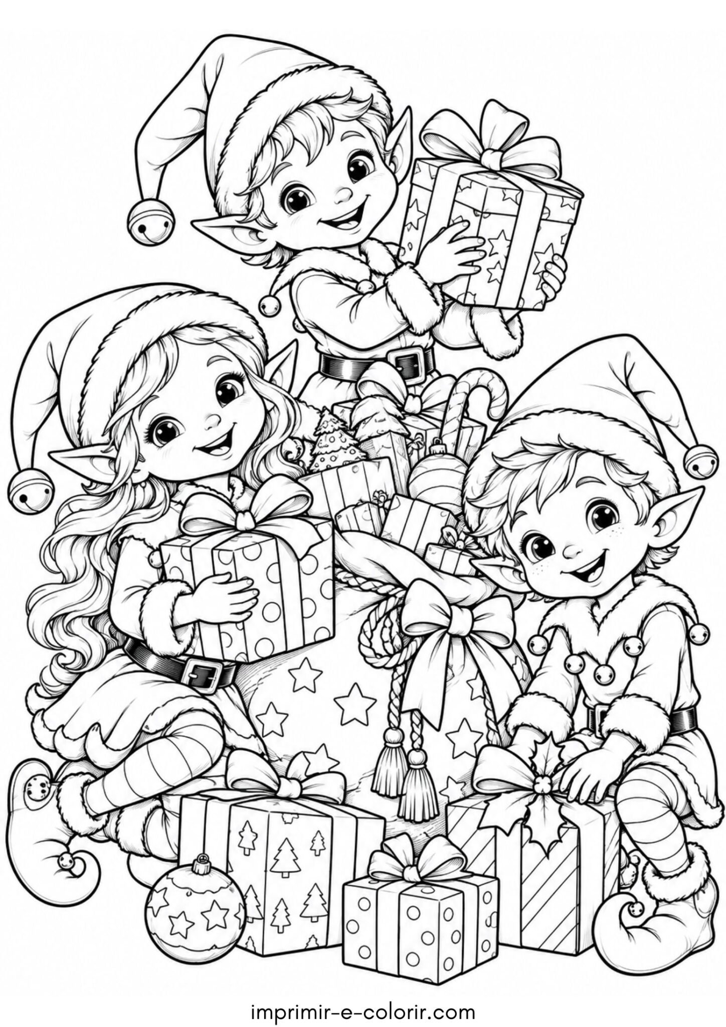 Desenho de Duendes de Natal